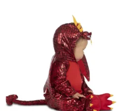 Costume da drago rosso con cappuccio e ali per bambino e bambino
