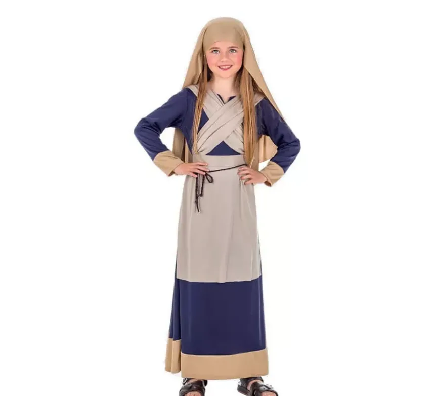 Costume da Ebrea Marrone e blu per bambina
