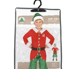 Costume da Elfo aiutante di Babbo Natale con cappello per bambino