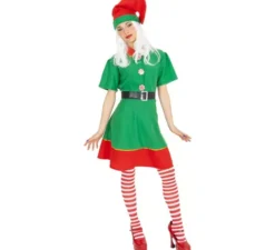 Costume da elfo aiutante di Babbo Natale con cappello per donna