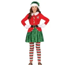 Costume da elfo aiutante di Babbo Natale con cappello per ragazza