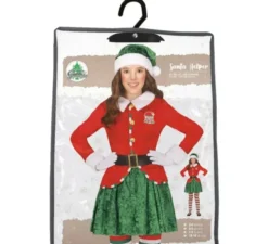 Costume da elfo aiutante di Babbo Natale con cappello per ragazza