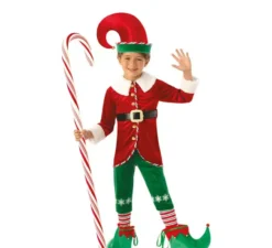 Costume da elfo aiutante di Babbo Natale deluxe con cappello per bambini