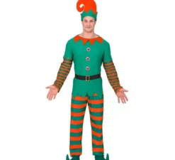 Costume da elfo arancione e verde per uomo
