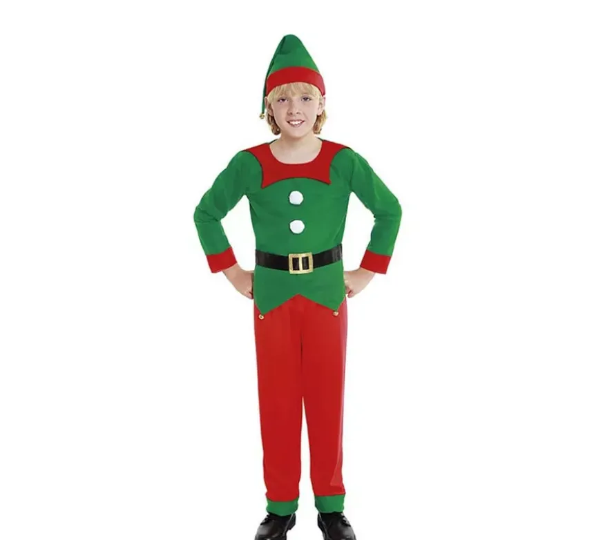 Costume da elfo natalizio da aiutante di Babbo Natale per ragazzi