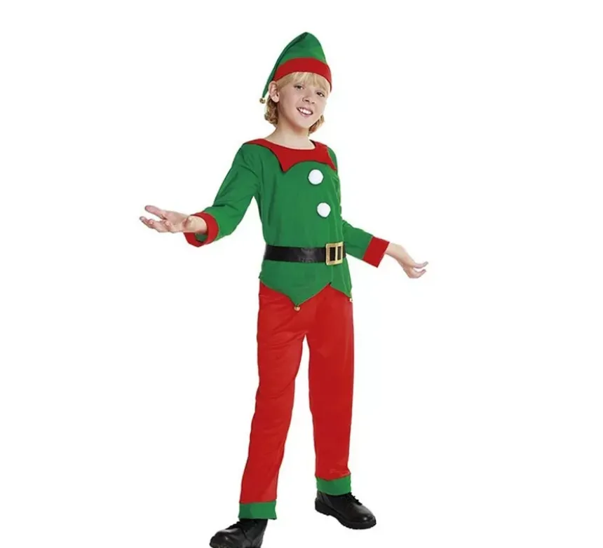 Costume da elfo natalizio da aiutante di Babbo Natale per ragazzi