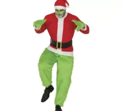 Costume da elfo natalizio verde scontroso da uomo