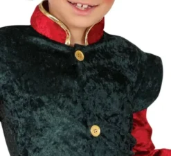 Costume da Elfo Paggio verde e rosso con cappello per bambino