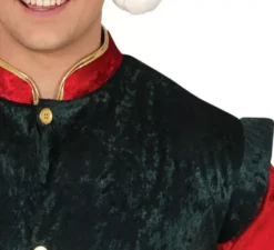 Costume da Elfo Paggio verde e rosso con cappello per uomo