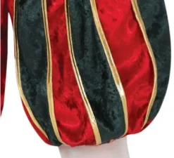 Costume da Elfo Paggio verde e rosso con cappello per uomo
