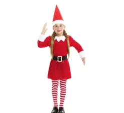 Costume da Elfo polare rosso con abito e cappello per ragazza