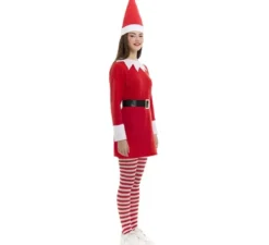 Costume da Elfo polare rosso in abito con cappello per donna