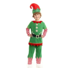 Costume da Elfo polare verde e rosso con cintura per bambino