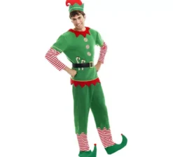 Costume da elfo polare verde e rosso con cintura per uomo