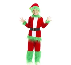 Costume da elfo scontroso di Natale verde per bambino