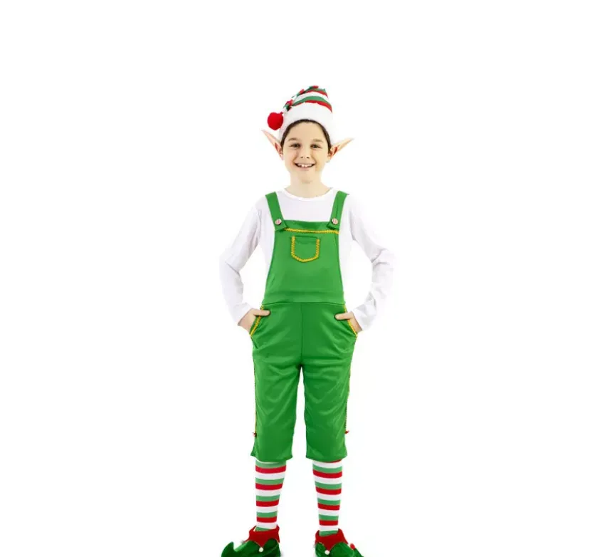Costume da elfo verde con cappello per bambini