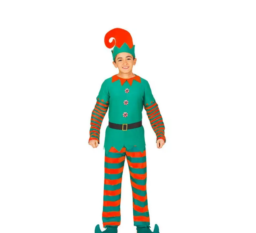Costume da elfo verde e arancione per bambino
