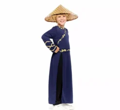 Costume da eroe cinese blu per ragazzi