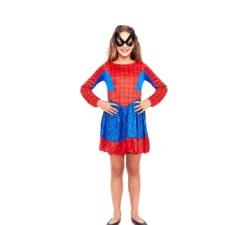 Costume da eroina ragno blu e rosso per bambina