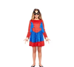 Costume da eroina ragno blu e rosso per bambina