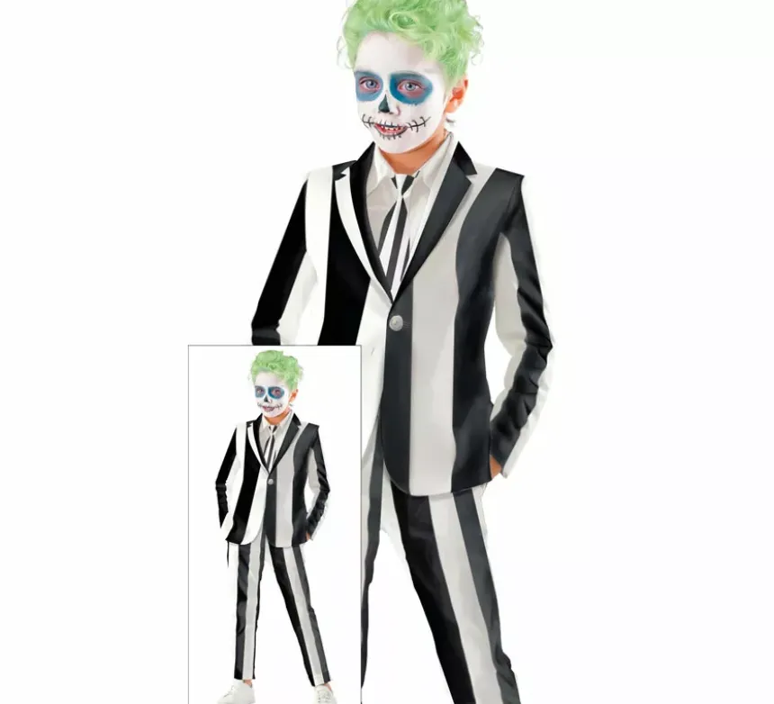 Costume da fantasma a righe per bambino