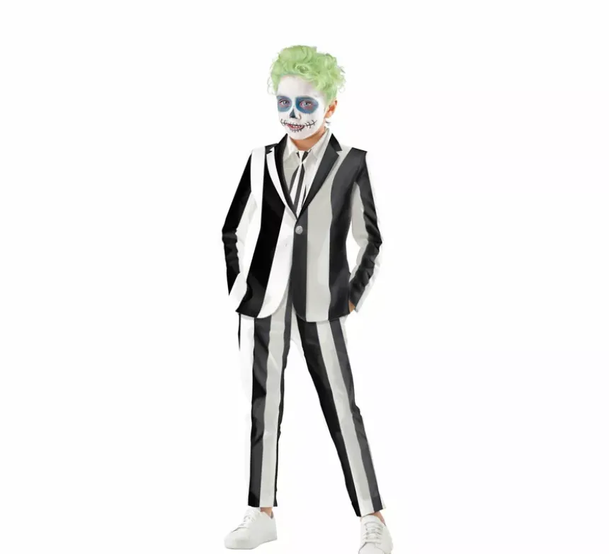 Costume da fantasma a righe per bambino