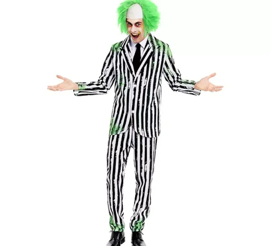 Costume da fantasma con abito a righe da uomo