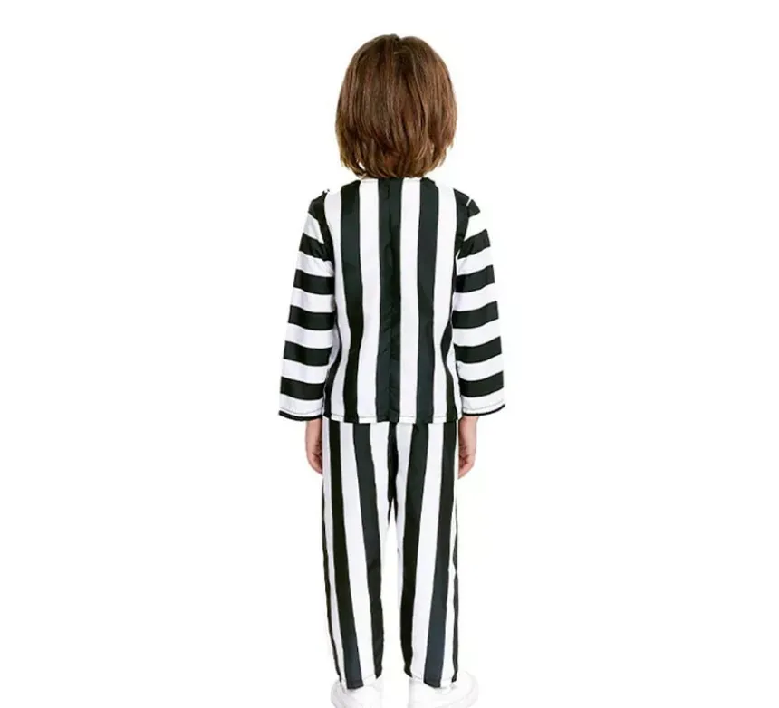 Costume da fantasma con abito a righe per neonato