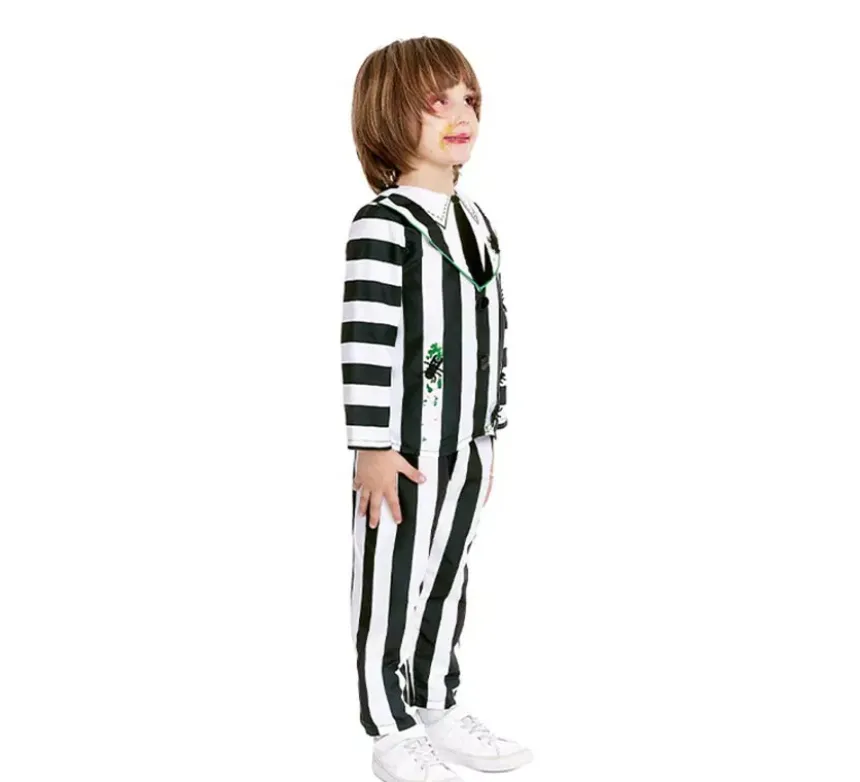 Costume da fantasma con abito a righe per neonato