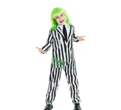 Costume da fantasma con abito a righe per ragazzo
