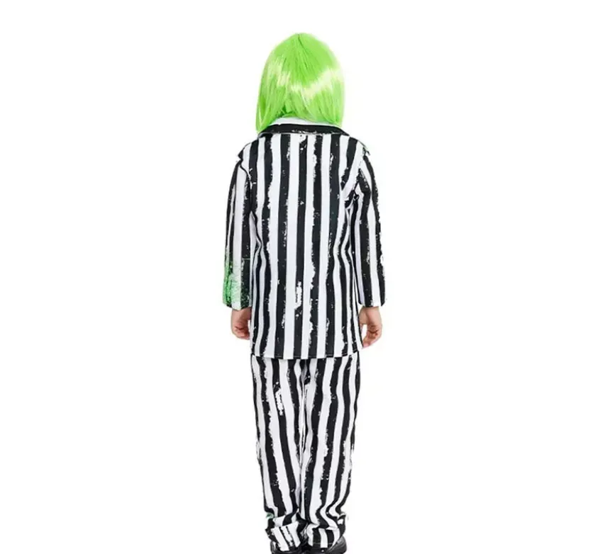 Costume da fantasma con abito a righe per ragazzo