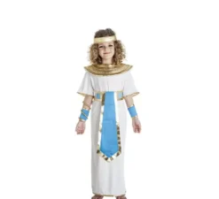 Costume da Faraona Egizia bianco e azzurro per bambina