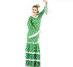 Costume da Flamenca verde a pois per donna