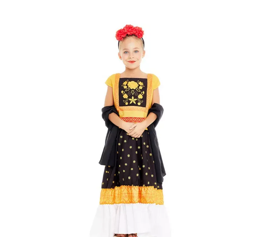 Costume da Frida Kahlo giallo e nero per bambina