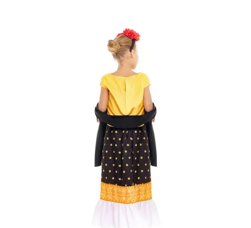 Costume da Frida Kahlo giallo e nero per bambina
