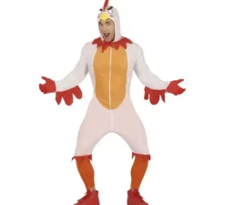 Costume da gallina bianca con cappuccio per uomo