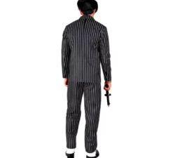 Costume da gangster a righe bianche e nere da uomo