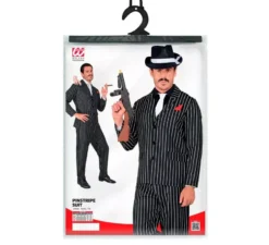 Costume da gangster a righe bianche e nere da uomo