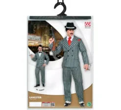 Costume da gangster grigio a righe da uomo