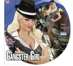 Costume da gangster grigio a righe per donna