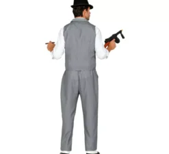Costume da gangster grigio con cravatta per uomo