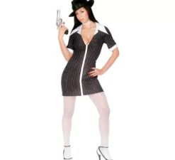 Costume da gangster in abito a righe per donna
