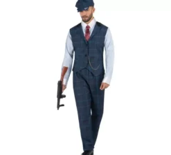 Costume da gangster inglese scozzese blu da uomo