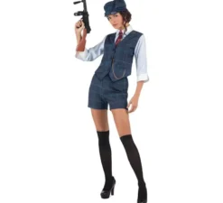 Costume da gangster inglese scozzese blu per donna
