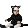 Costume da gatta nera con cappuccio e coda per bambino