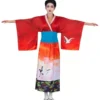 Costume da geisha rosso e rosa con cintura per donna