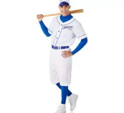 Costume da giocatore di baseball bianco e blu per uomo
