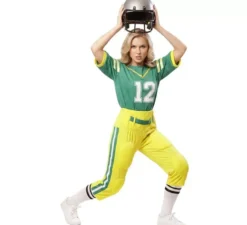 Costume da giocatore di football americano verde per donna