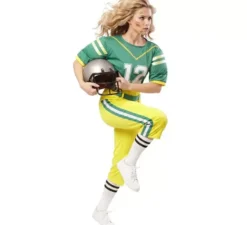 Costume da giocatore di football americano verde per donna