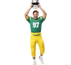 Costume da giocatore di football americano verde per uomo